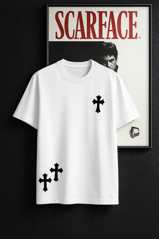 Camisa Blanca con estámpado de Cruz